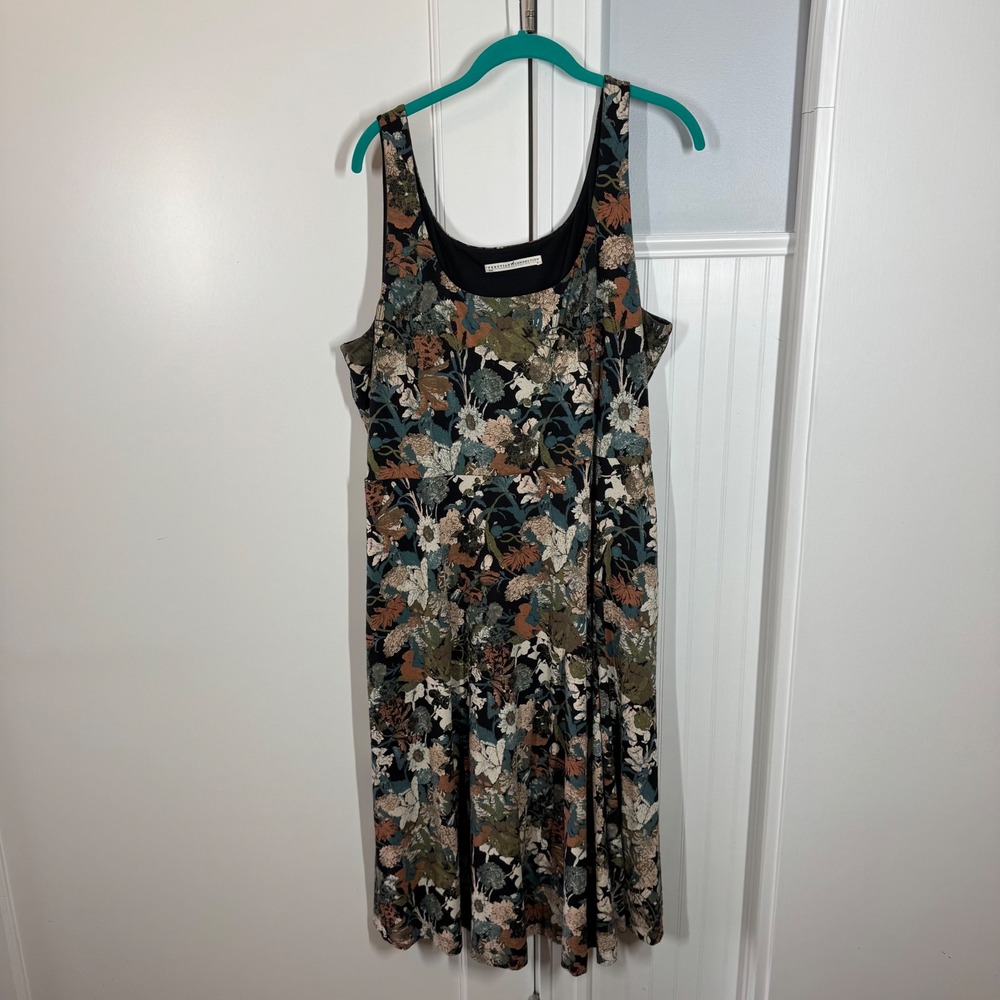 Peruvian Connection Womens XL Floral Pima Cotton Modal Spandex Midi Tank Dress